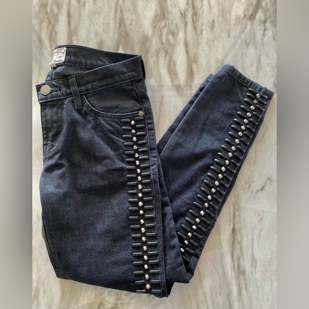 Current/Elliot studs rock black skinny jeans size 25